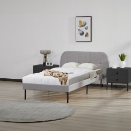 Pat tapitat Porvoo 90x200 cm gri cu somiera inclusa, [en.casa]