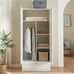 Dulap pentru haine Finning alb 176x80x52 cm cu 4 rafturi si sertar