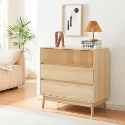 Comoda Landskrona cu 3 sertare, finisaj stejar, 80x40x79,5 cm