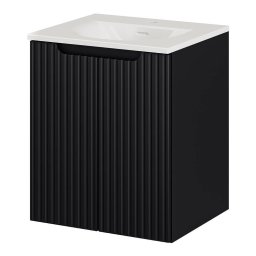 Masca lavoar suspendata 50 cm neagra cu chiuveta ceramica Skelbolu
