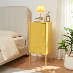 Noptiera metalica galbena cu usa si polita Hausjärvi 82x35x35 cm