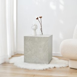 Masa laterala Ellelu 45x40x40 cm, aspect marmura taupe, [en.casa]