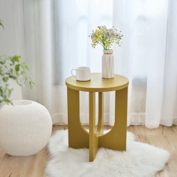 Masa laterala Kysdajore 50x40 cm galben mustar, [en.casa]