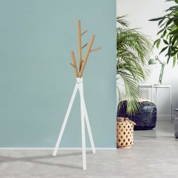 Cuier pom Laerdal din otel alb cu aspect lemn, 172x49x49 cm