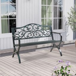 Banca de gradina Utav din otel, 127x53x79 cm, verde închis