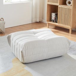 Puf taburet Kodsø din microfibra bej, 35x80x65 cm, [en.casa]
