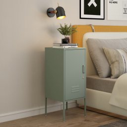 Noptiera metalica Hausjärvi cu usa si cheie, verde menta, 82x35x35 cm