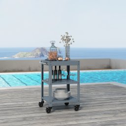 Carucior de servire exterior Bolognano din otel, 81x50x50 cm, gri inchis