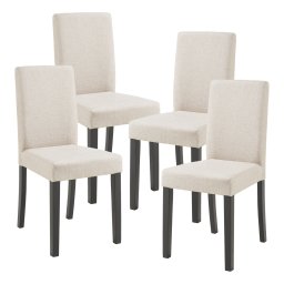 Set 4 scaune dining Hamburg tapitate textil bej, picioare negre