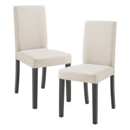 Set 2 scaune dining Hamburg tapitate bej cu picioare din lemn masiv