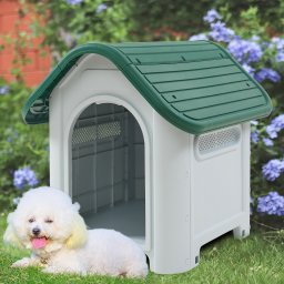Cusca pentru caini Bello 75x59x66 cm, alb verde, din plastic