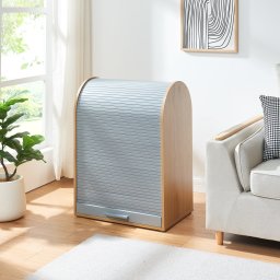 Dulap cu usa rulou Kavlinge 80x60x40 cm, bambus si gri