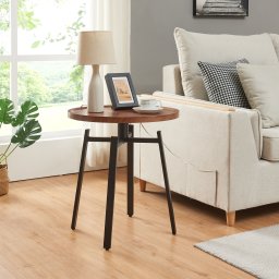 Masa laterala Mippeena 54x50 cm, negru/nuc, pentru living