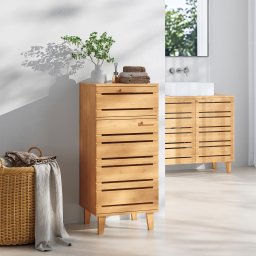 Dulap baie din bambus natur cu sertar si usa, 75x33x30 cm
