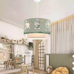 Lustra suspendata pentru copii Lurgan verde cu model baloane