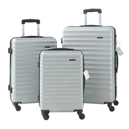 Set 3 trolere de calatorie ABS gri deschis cu TSA si roti 360°