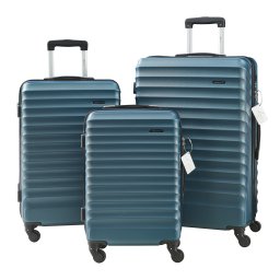 Set 3 trolere de calatorie Pona ABS albastre cu TSA si 4 roti