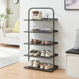 Pantofar metalic Poytya cu 5 polite, antracit, 119x60x32 cm