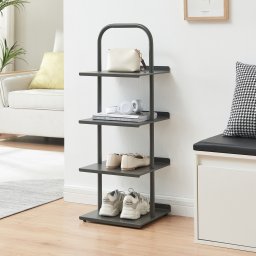 Pantofar metalic Poytya cu 4 polite, 96x34x32 cm, antracit