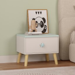 Noptiera pentru copii Sandnes 31x38x30 cm alba/verde menta