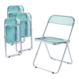 Set 4 scaune pliabile Pornainen, verde menta transparent, [en.casa]