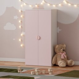 Dulap pentru copii Sandnes 123x60x40 cm alb/roz, 2 usi