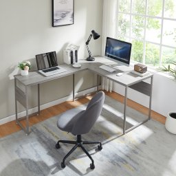 Birou de colt Karlstang în forma de L, 166x120x75 cm, gri deschis