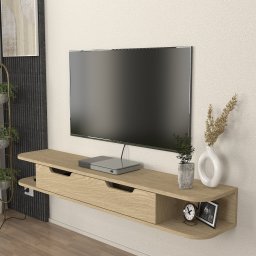 Comoda TV suspendata Karjali 150 cm, aspect stejar, [en.casa]