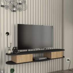 Comoda TV suspendata Nyskiri 150x35x19 cm antracit si stejar