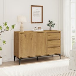 Comoda living Kistiandi 120 cm, stejar închis, cu 2 usi si 3 sertare