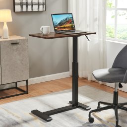 Masa laptop reglabila pe înaltime Klirg, aspect nuc si negru, 68x36 cm