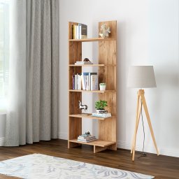 Biblioteca Vireftere cu 5 rafturi, 176x62x29 cm, finisaj lemn