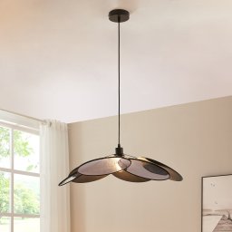 Lustra suspendata Blackwood din metal si textil, neagra, 76 cm