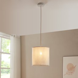 Lustra suspendata Buckley alba cu abajur textil pentru interior