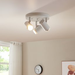 Plafoniera Bathgate cu 3 spoturi GU10 orientabile, alba, metal