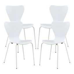 Set 4 scaune dining Essunga albe, stivuibile, din lemn si metal