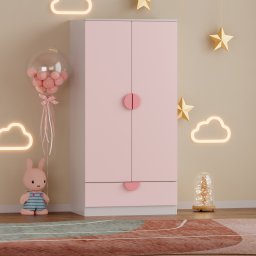 Dulap pentru copii Sandnes roz cu sertar, 123x60x40 cm