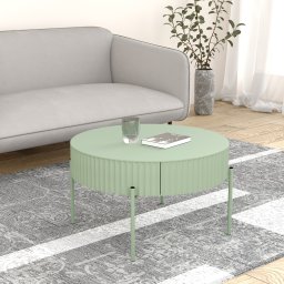 Masa de cafea Rill cu sertar, rotunda, 60 cm, verde menta