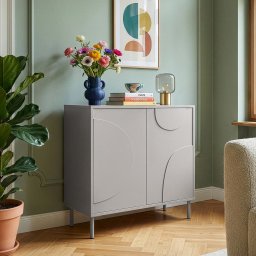 Comoda living Holea cu 2 usi, gri, 75x70x34 cm, [en.casa]