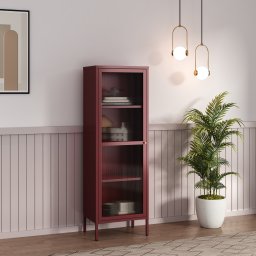 Dulap vitrina din otel bordo cu sticla striata 150x50x35 cm