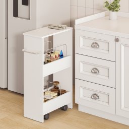 Carucior de depozitare îngust Katra alb 67x40x20 cm