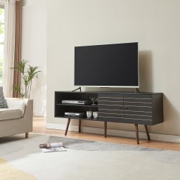 Comoda TV Vare 160x40x65,5 cm negru cu 2 usi si rafturi