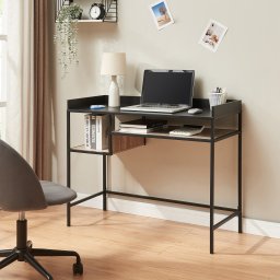 Birou Belana 100x43x82 cm, negru cu aspect de stejar, 2 polite