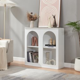 Comoda living alba Trorhun cu 4 rafturi deschise, 80x30x80 cm