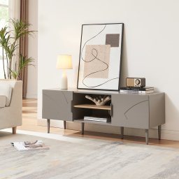 Comoda TV Starvili cu 2 usi, 120x40x45 cm, gri, [en.casa]