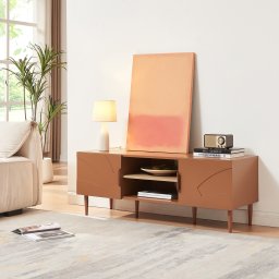 Comoda TV Starvili cu 2 usi, 120x40x45 cm, maro ruginiu, [en.casa]
