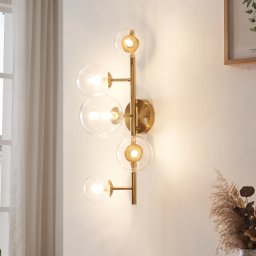 Aplica de perete Makkor din metal si sticla, aurie, 62x35x23,5 cm