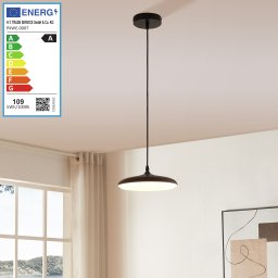 Lustra suspendata LED Oupilu 24W, metal, negru/alb, 120x25 cm
