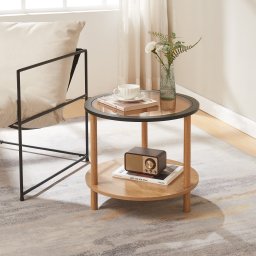 Masa laterala Latama cu blat din sticla bronz Ø51x45 cm