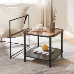 Masuta laterala Latama cu blat din sticla bronz 51x51x45 cm